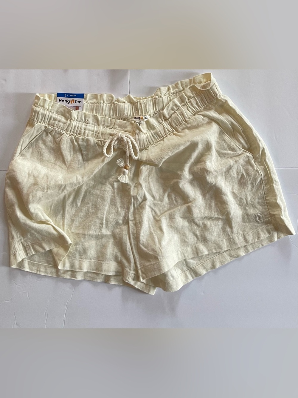 Hang Ten Santa Teresa Light Cream Drawstring High-Waist Women’s Shorts